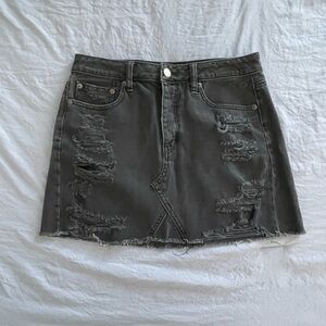 American Eagle Edgy Charcoal Distressed Mini Skirt